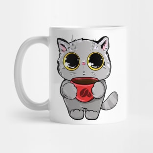 Cute cat with coffee Mug